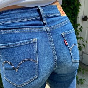 medium wash Levi “815 curvy bootcut” jeans